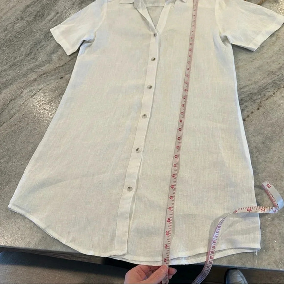 Elan Linen Button Down Collared Dress in White Size Small - Picture 6 of 9